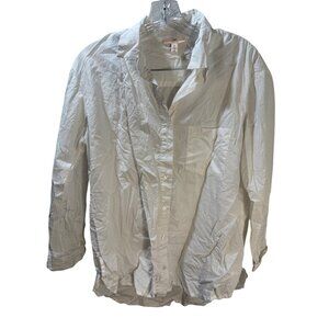 Como Vintage Womens White Button-Down Shirt Size S Long Sleeve Lightweight Cotto